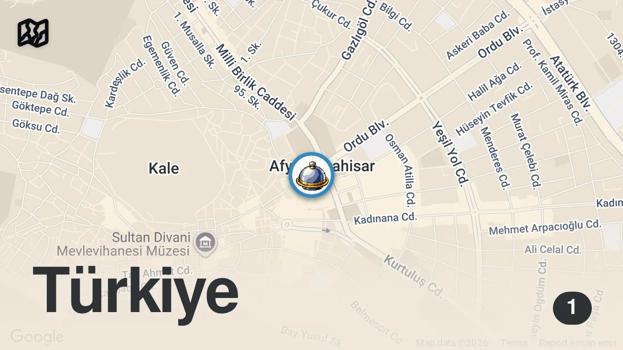 Map of 1 spot from ANNE ELİ DEĞİNCE LEZZET KATLANMIŞ AFYON MUSAKKA RESTAURANT