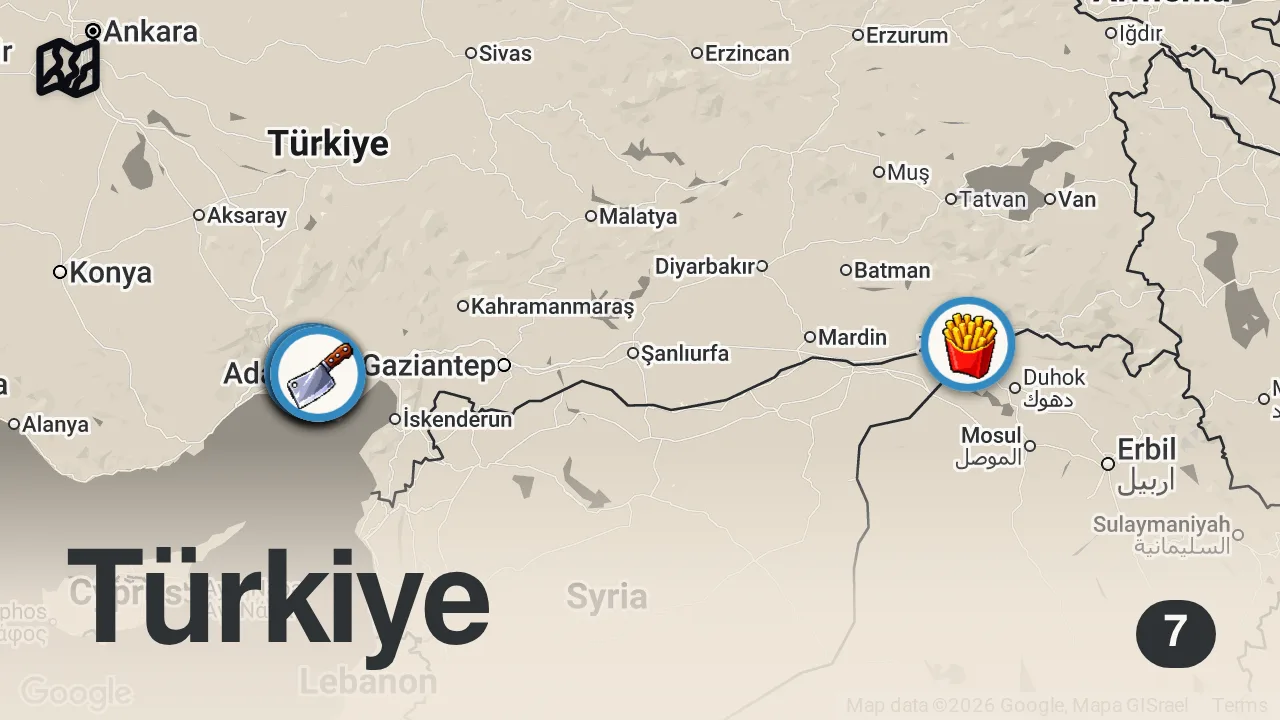 Map of 7 spots from 3 SAATTE 6000 TL SERİSİ!!! @gezentimsah