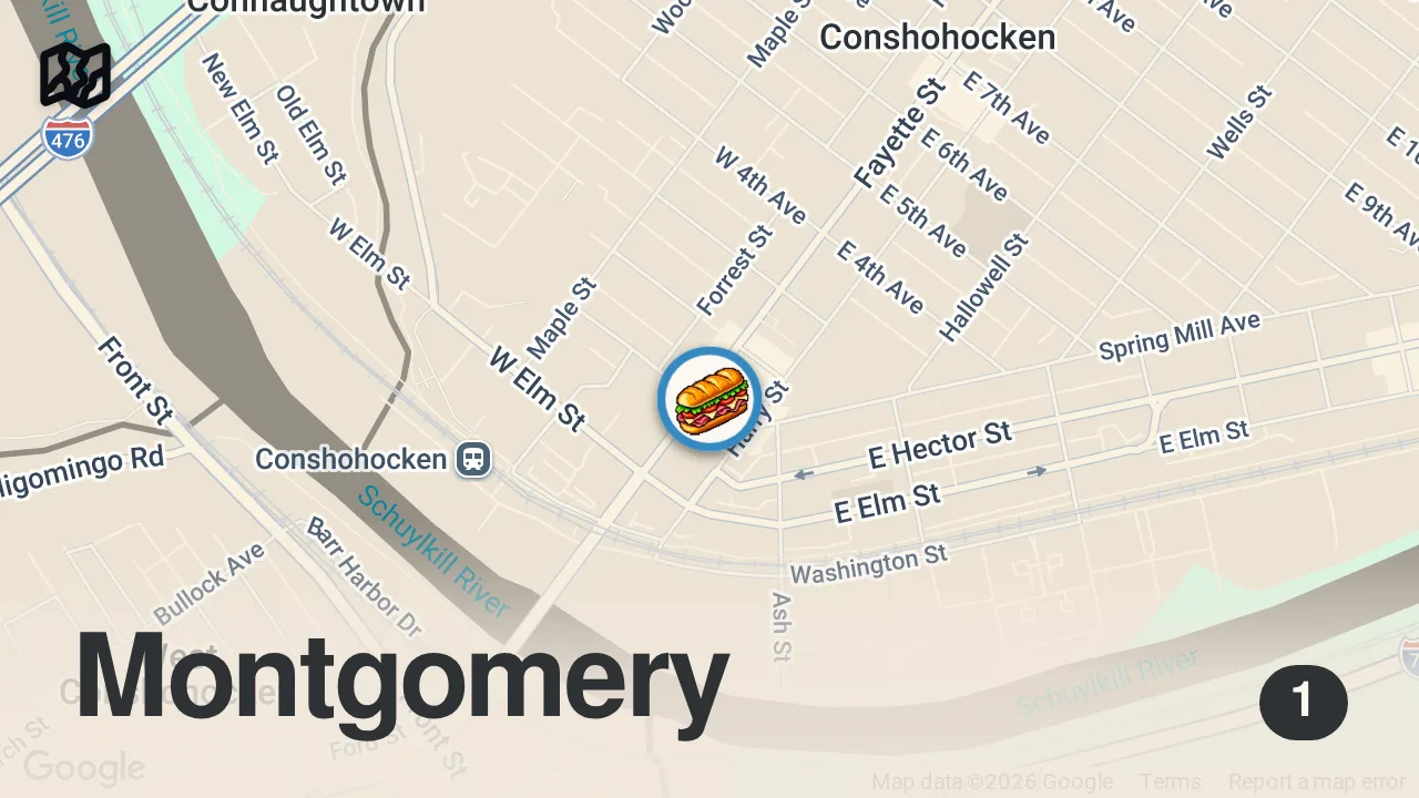 Map of 1 spot from Trying SUPPOSEDLY the best cheesesteak in Montco! π₯π @popssteaks