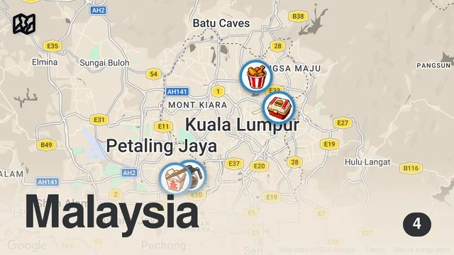 Map of 🇲🇾 KUALA LUMPUR Street Food Tour - Amazing Malaysian food