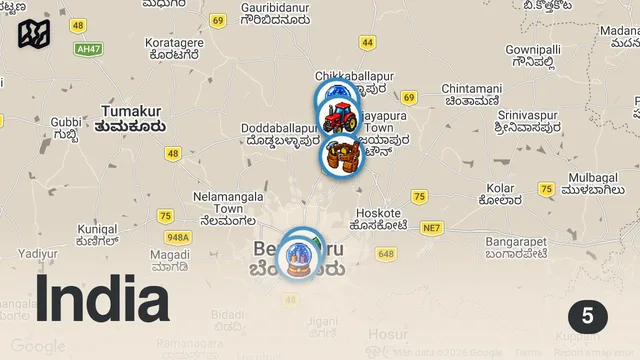 Map of RoadTrip 2026 | Bengaluru to Chikkaballapur District | Picket Fence the Family Farm | Roving Couple