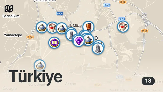 Map of GAZİANTEP FESTİVALİN’DE NELER YENİR!!! DÜNYALARI YEDİM