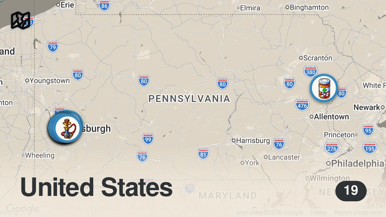 Map of 19 spots from 10 MUST EAT Restaurants in Pittsburgh!