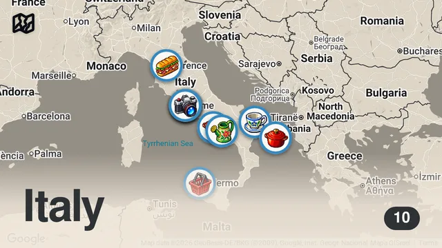 Map of 80 Must Try Italian Foods 🇮🇹 NAPOLI Pizza + FLORENCE Steak + PALERMO Market + MOZZARELLA Factory