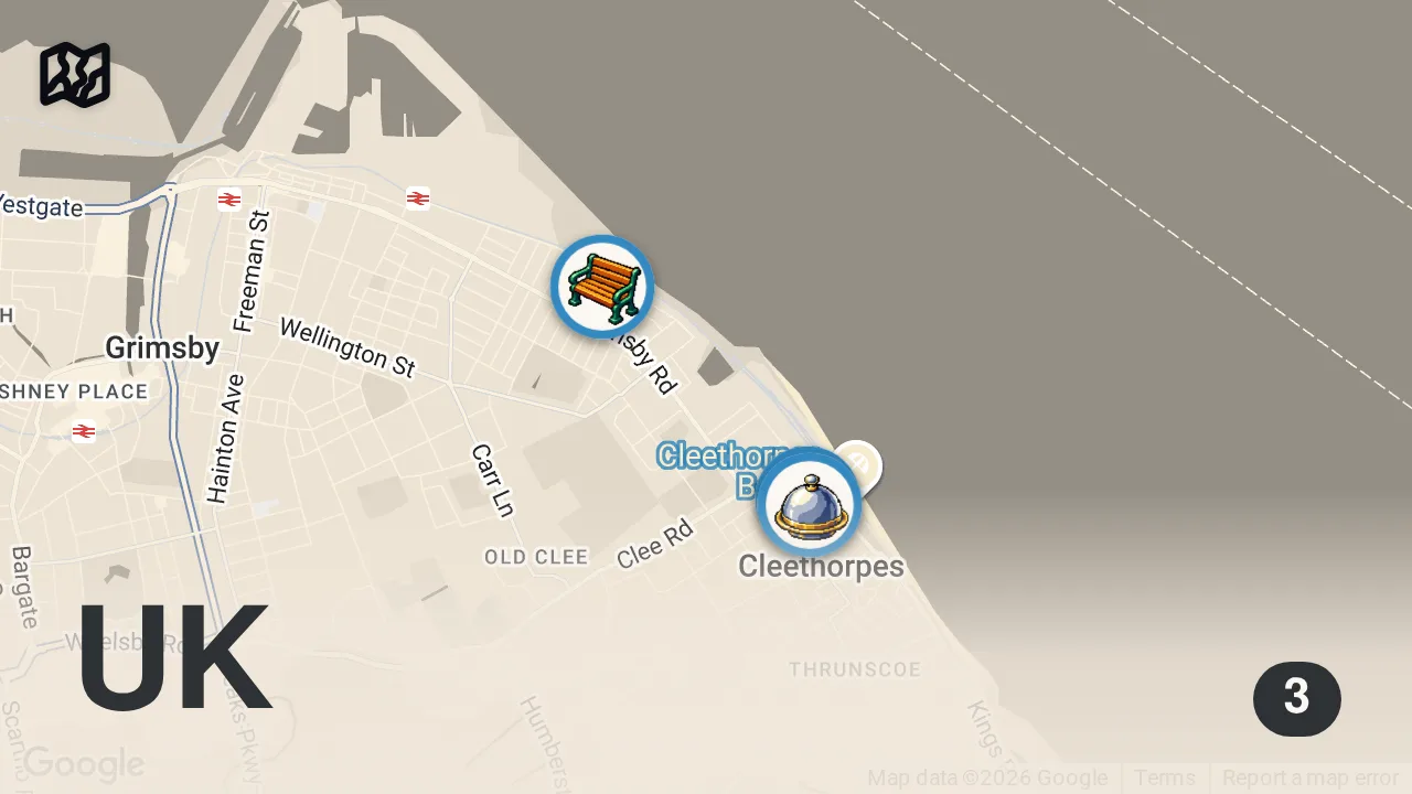 Map of 3 spots from Does Grimsby have the best Football Food in the UK?