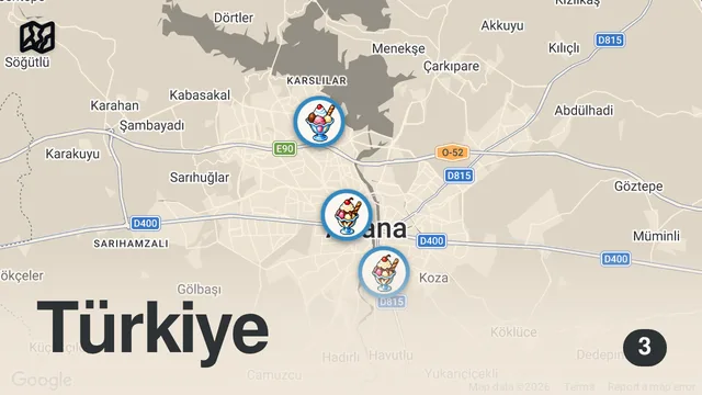 Map of ADANANIN EN ÜNLÜ ÜÇ TATLISI ‼️