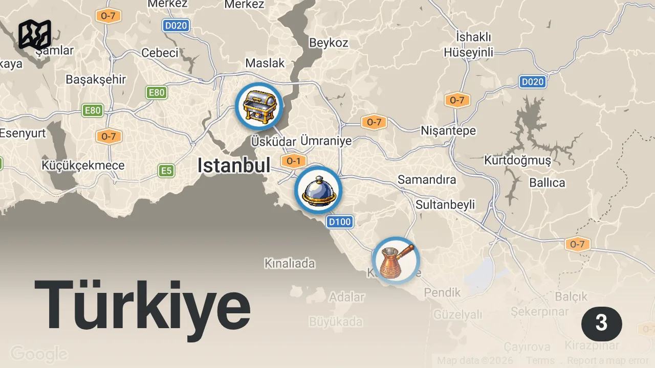Map of 3 spots from İstanbul Gece Dönercileri - Ayaküstü Lezzetler