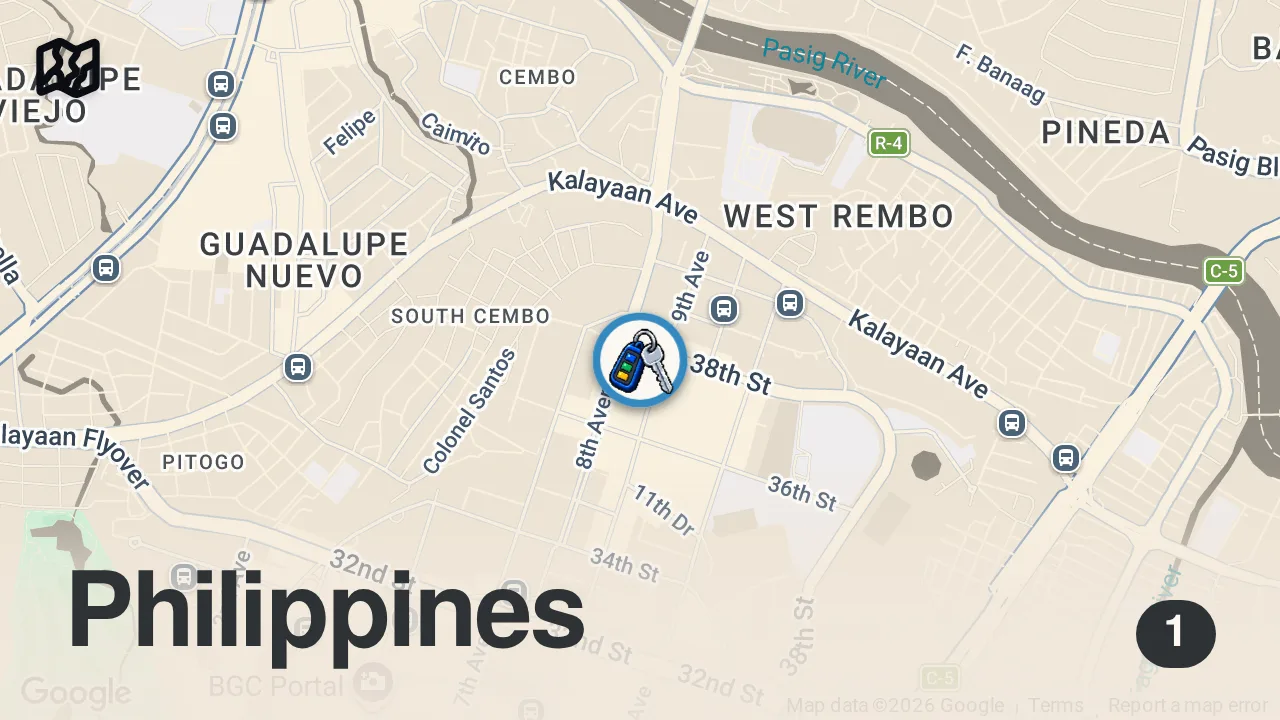 Map of 1 spot from COULD YOU LIVE HERE? Mini Modern Manila Apartment in the Heart of BGC! ๐ต๐ญ