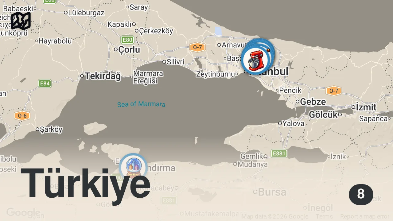 Map of 8 spots from İSTANBUL BOĞAZI'NDA SALAŞ LEZZETLER! Beykoz
