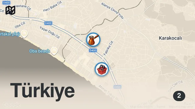 Map of The best döner in Oba, Alanya 🇹🇷 #yemek #lavash #döner #alanya