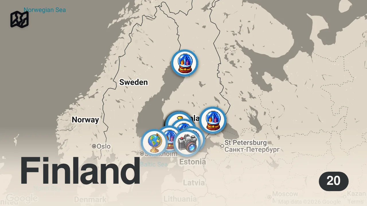 Map of 20 spots from 10 Best Places To Visit In Finland | Finland Travel Guide