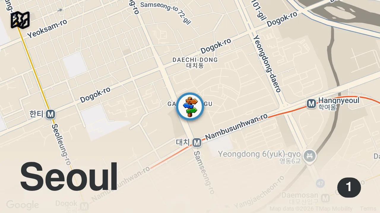 Map of 1 spot from BEST KOREAN BBQ IN SEOUL | GANGNAM SOUTH KOREA