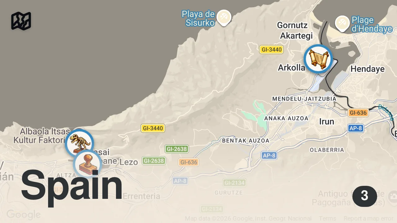 Map of 3 spots from BEAUTIFUL BASQUE COAST | Europe's Hidden Gem