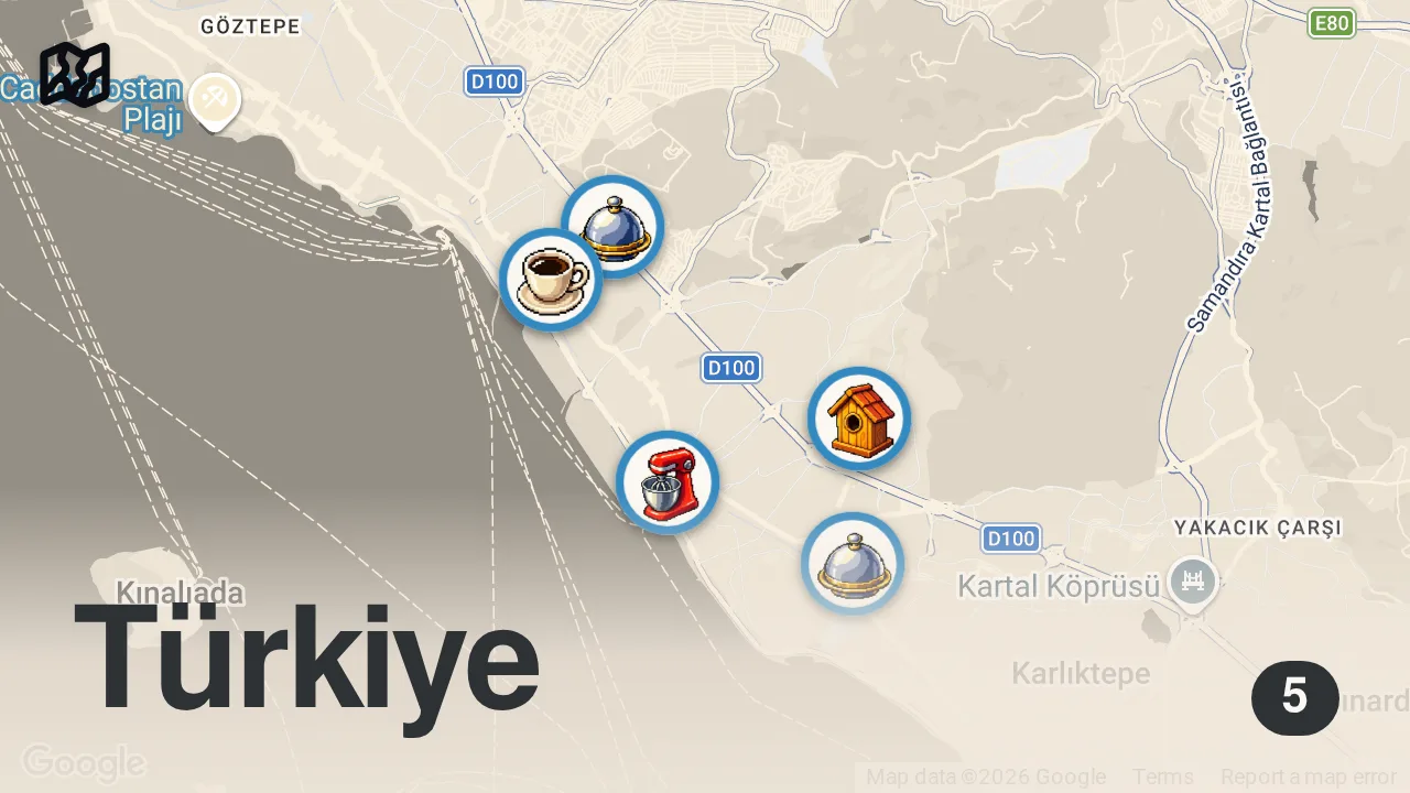 Map of 5 spots from 200 GRAM ANCAK DOYURUR! | MALTEPE REHBERİ