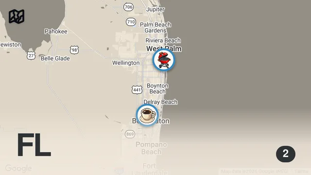 Map of Letting My Subscribers Decide Where I Eat For 24 Hours...