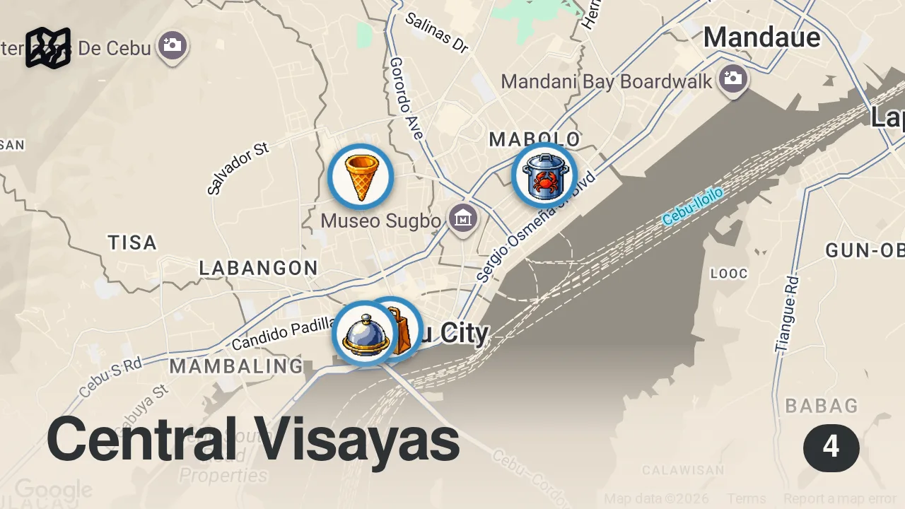 Map of 4 spots from Cebu's Wildest Street Foods Left Me Speechless 🇵🇭