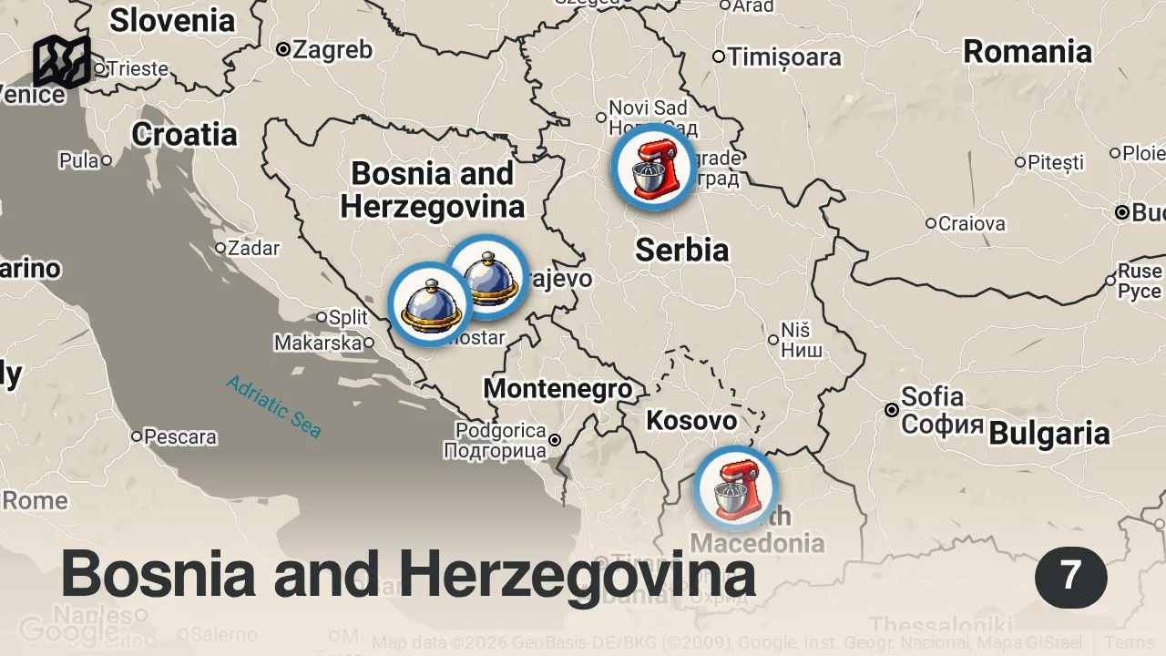 Map of 7 spots from 3 GÜNDE 3 ÜLKE GEZDİM