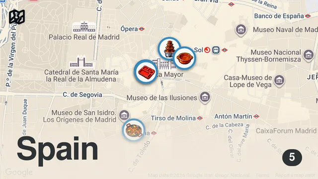 Map of Probando COMIDA CALLEJERA RARA en ESPAÑA 🇪🇸😱 ¿Realmente vale la pena?