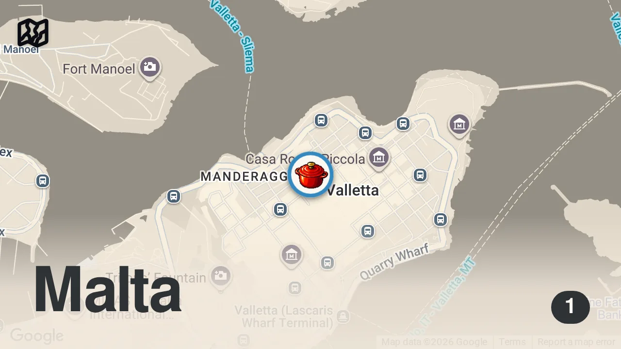 Map of 1 spot from CARBONARA ROMANA - TRUE ITALIAN PASTA At "Zero Sei" In Valletta 🇲🇹