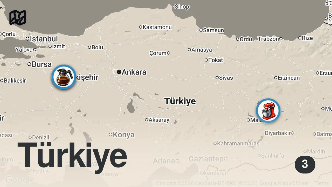 Map of 3 spots from ÇİFTLER KAPIŞIYOR SERİSİ 1!!!