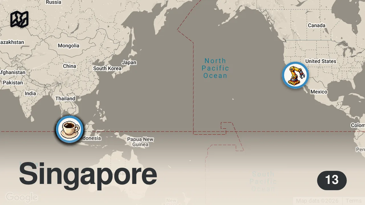 Map of 13 spots from 15 Reasons Why A Cruise is the BEST Vacation Ever • Royal Caribbean • Singapore to Penang Malaysia