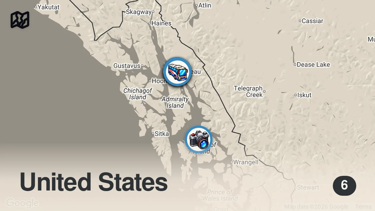 Map of 6 spots from 24 Hours in Juneau: First Stop on Our Alaska Cruise π