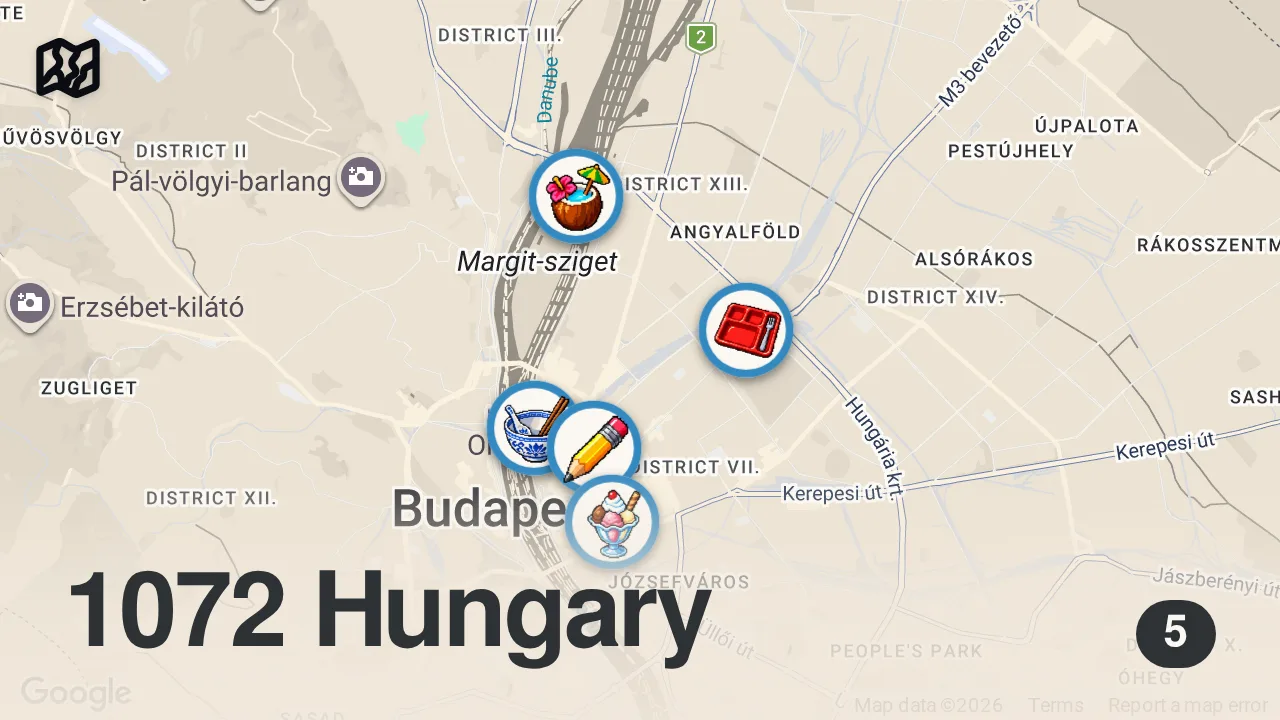 Map of 5 spots from I couldn’t come home until I completed all these challenges ALONE abroad!!