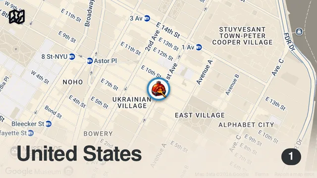 Map of Trying The Viral Double Stacked Pizza In NYC at East Village Pizza