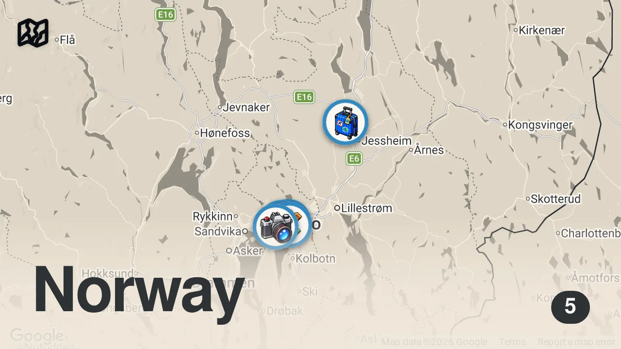 Map of 5 spots from How to Spend 3 Days in OSLO Norway | Travel Itinerary