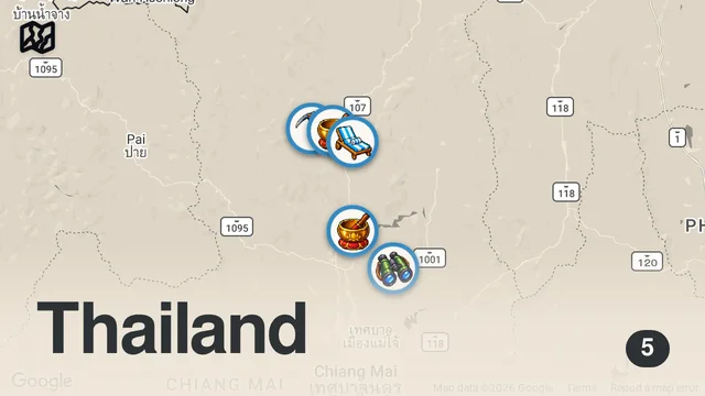 Map of 48 Hours in Thailand's BEST Luxury Rice Field Hotel 🏔️🐘