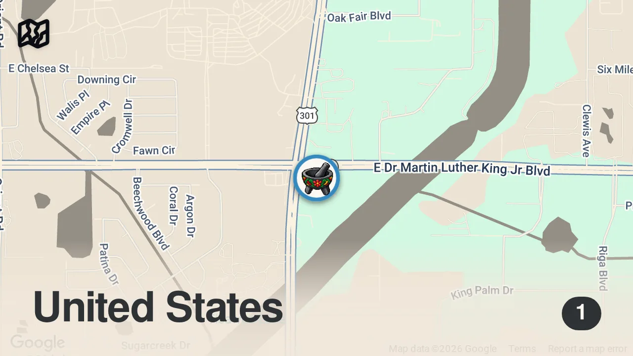 Map of 1 spot from Eating at Gas Station Restaurants For 24 Hours (SEAFOOD BOIL??)