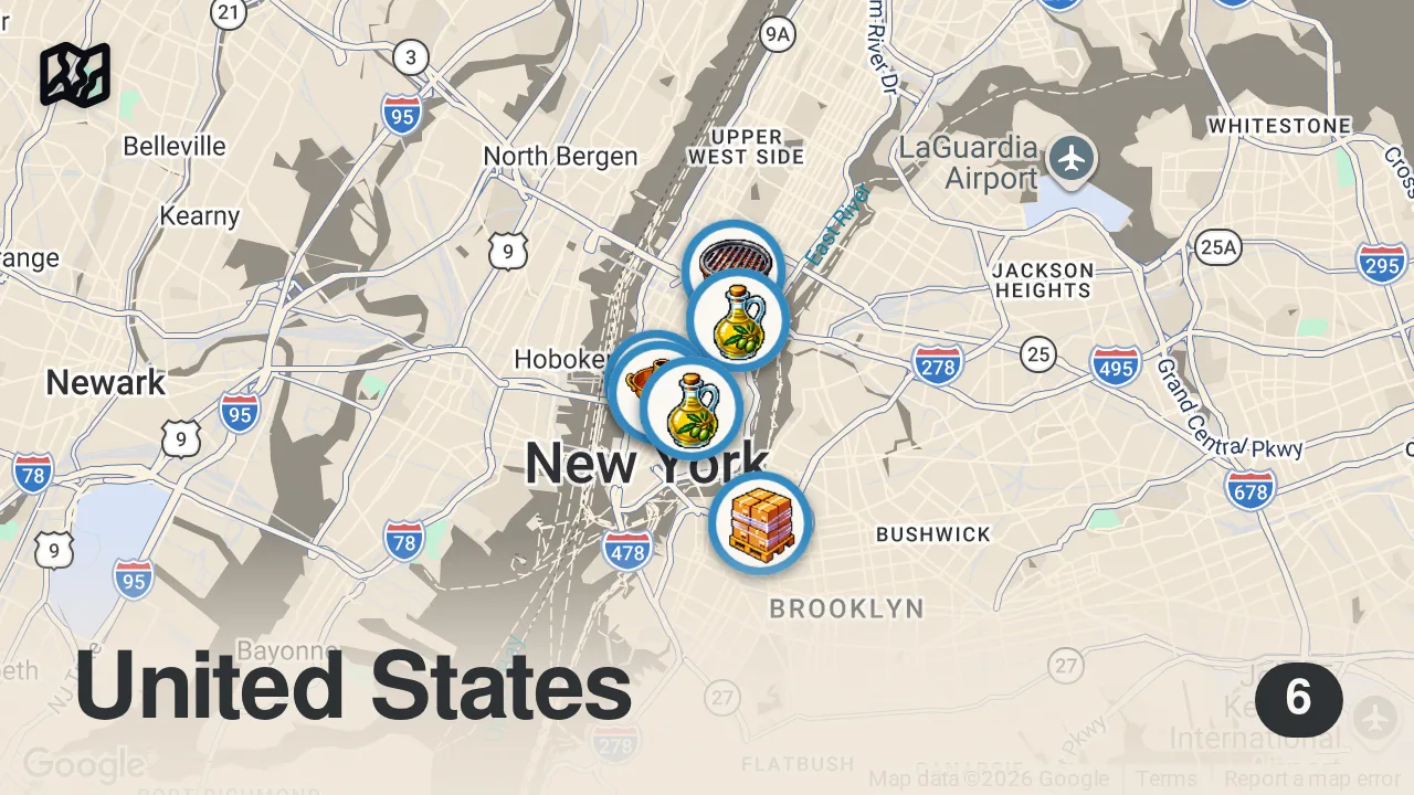 Map of 6 spots from 72 hours in NYC! Best eats!