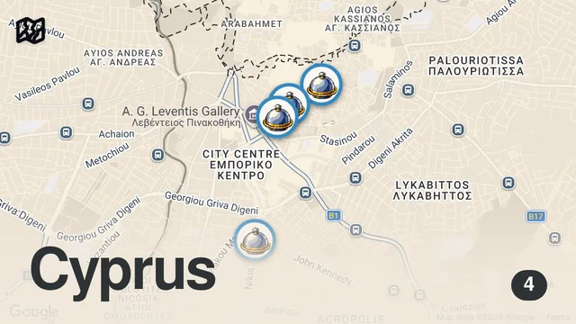 Map of 24 Hours of CYPRIOT FOOD – Can I Survive the Epic MEZE in NICOSIA?!