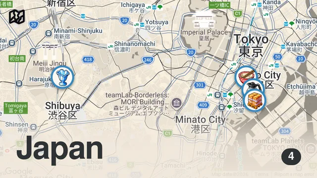 Map of 24H in TOKYO – Incredible JAPANESE Food – Ginza Ramen, Tsukiji Market & Tonkatsu