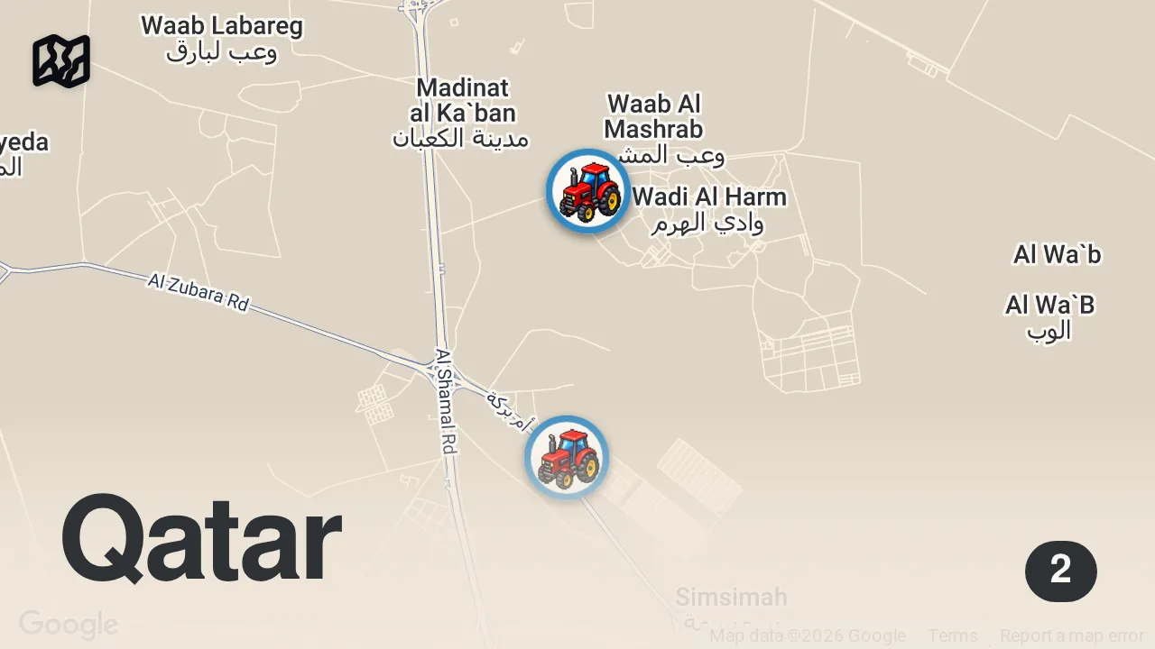 Map of 2 spots from First Time in QATAR!! 🇶🇦 Qatari Food - Whole Lamb Mandi!!