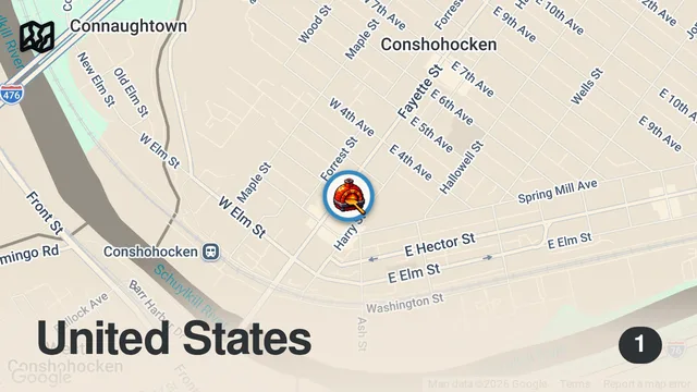 Map of Barstool Pizza Review - Tony & Joe's Pizzeria (Conshohocken, PA)