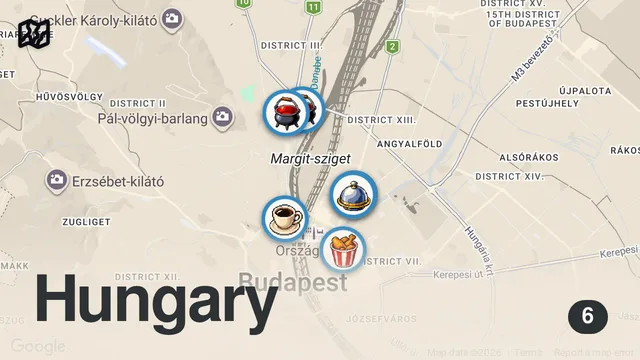 Map of 24 Hours BUDAPEST FOOD TOUR!! (14 dishes in one day)