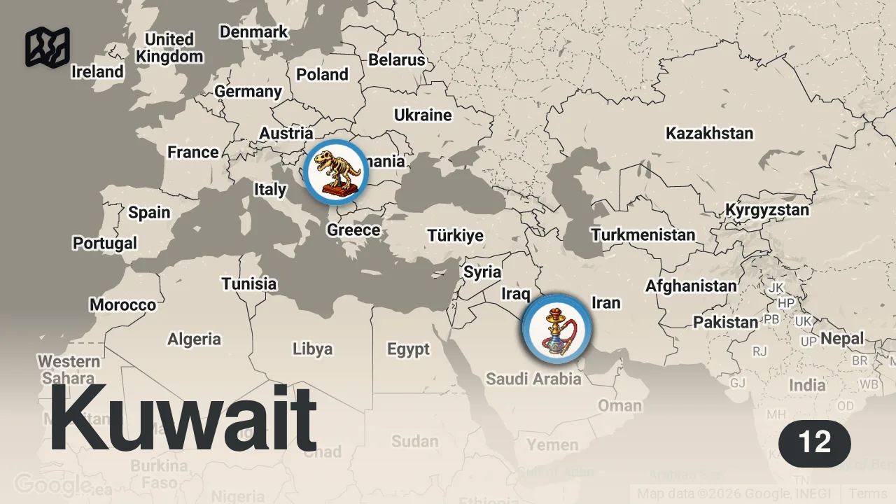 Map of 12 spots from 24 Hours Inside Oil-Rich Kuwait - Everything You Need To Know In 2025 🇰🇼