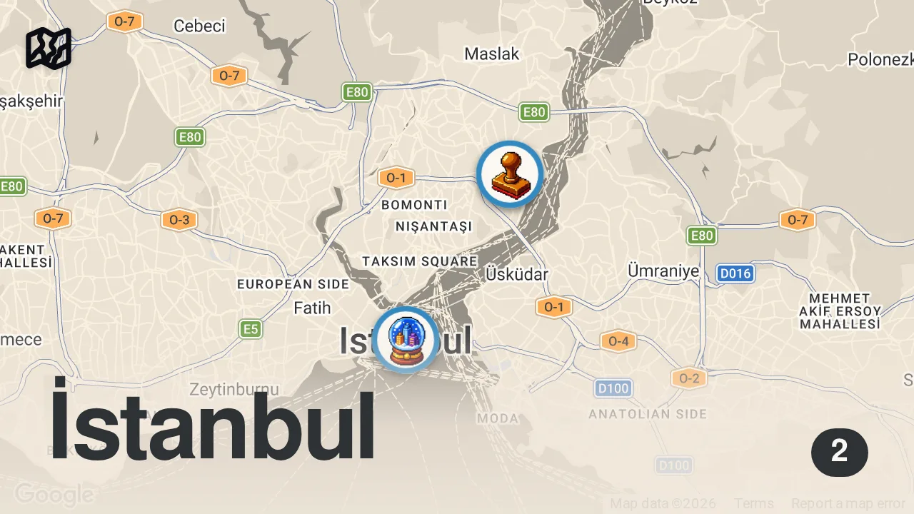 Map of 2 spots from İSTANBUL BEŞİKTAŞ’TA BİR GÜNDE DÜNYALARI YEDİM!!!