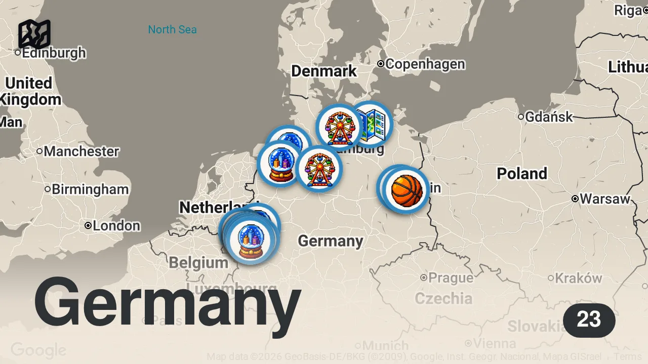 Map of 23 spots from Deutschland erkunden
