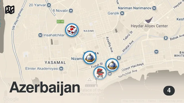 Map of EXTREME Street Food in Azerbaijan!! KING OF KEBABS + Local Food in Baku, Azerbaijan!