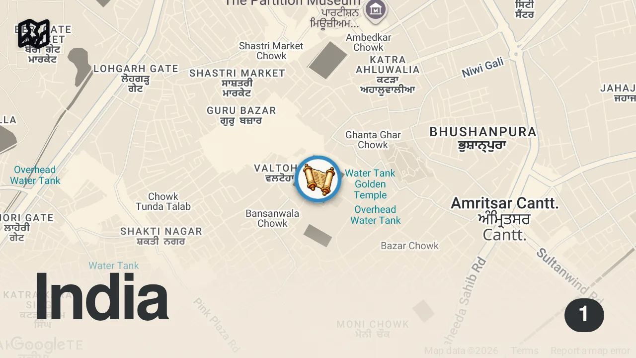 Map of 1 spot from INDIAN FOOD For 100,000 People At World's Largest Kitchen: Golden Temple In Amritsar, India
