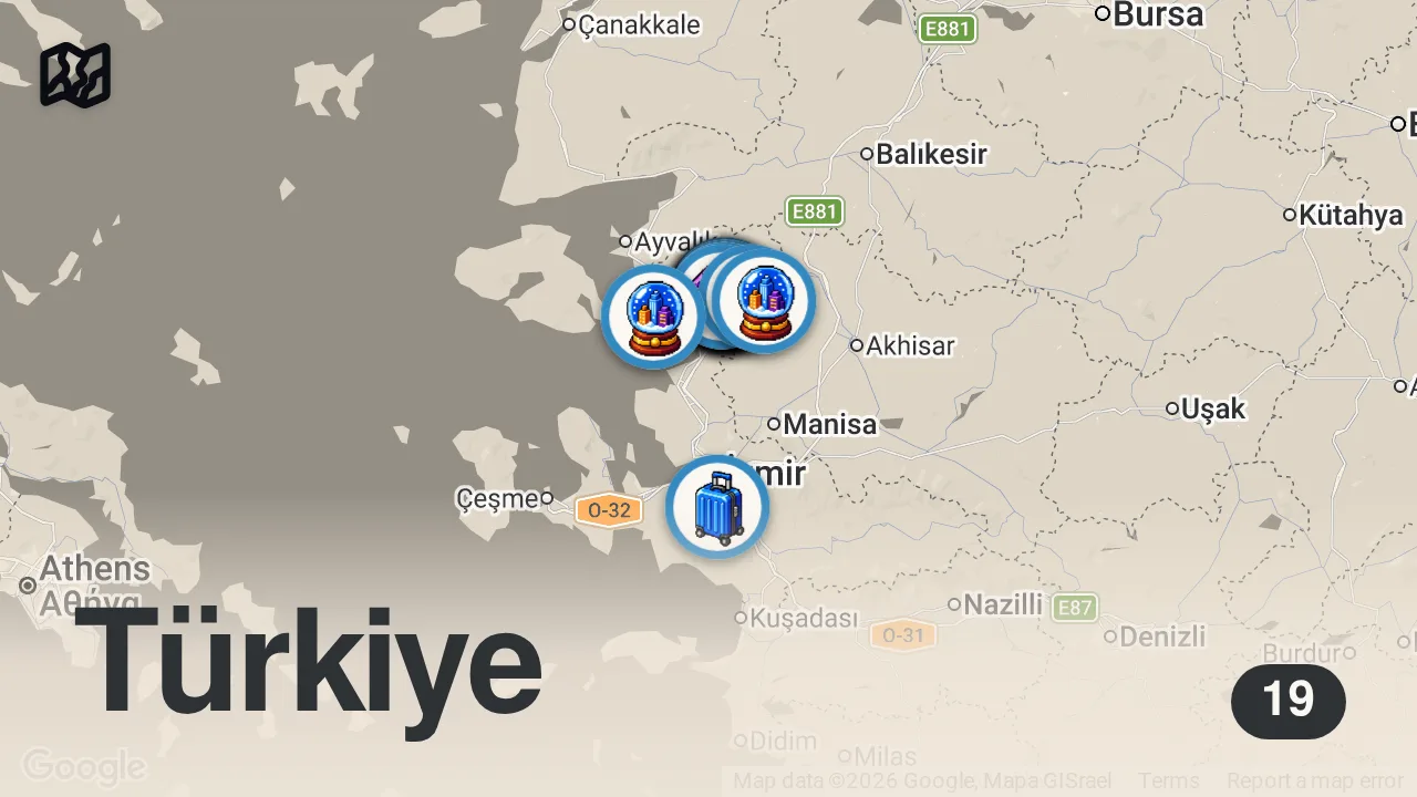 Map of 19 spots from BERGAMA'DA NE YENİR?