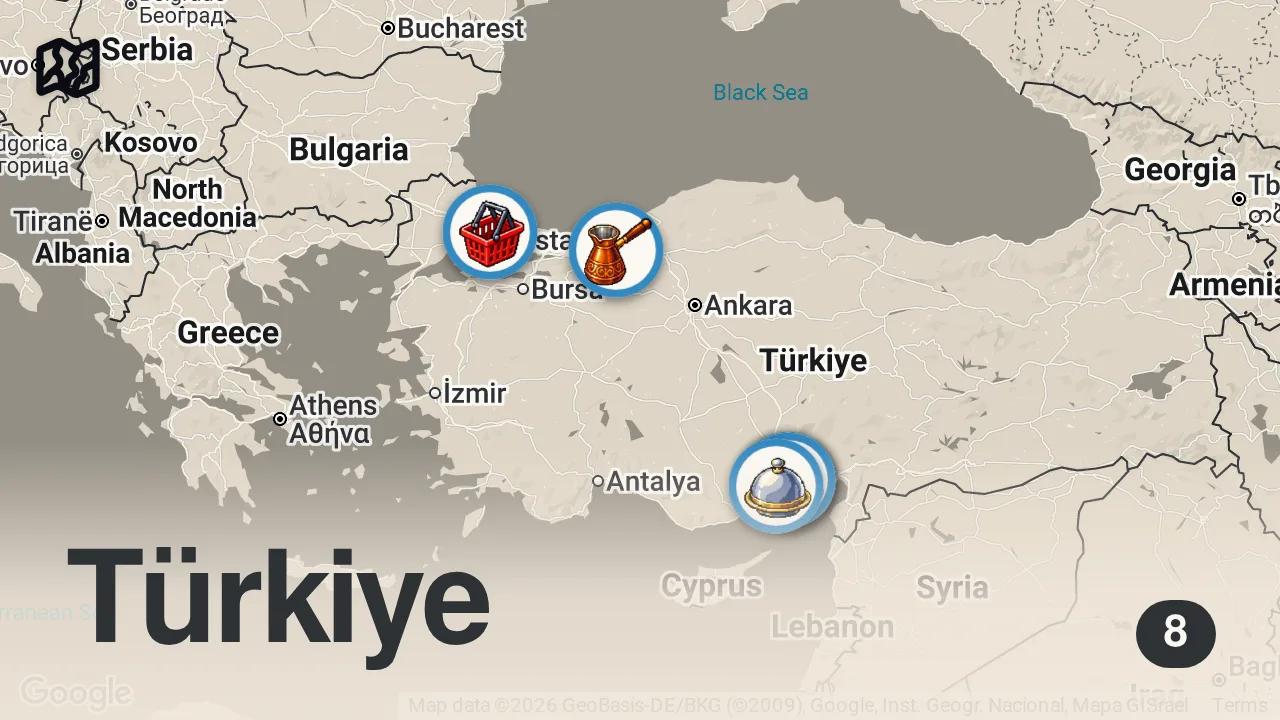 Map of 8 spots from 3 SAATTE 6000 TL SERİSİ TARSUS!!!