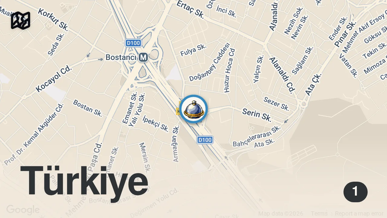 Map of 1 spot from Evlilikte eşinizi mutlu etmenin formülü: çok sevdiği cağ kebabını yemeye iyi bir kebapçıya götürmek.