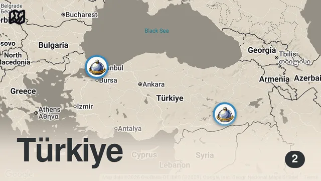 Map of NOKTA ATIŞI LEZZETLER (Diyarbakır usulü içli köfte) Hesaplar Senden Bölüm 14 - Ayaküstü Lezzetler