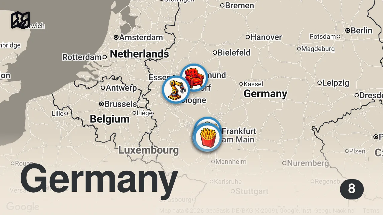 Map of 8 spots from Alle FASTFOOD Neuheiten im TEST 😳😡