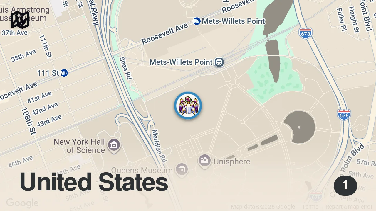 Map of 1 spot from 5 Must Eat Restaurants at the US Open