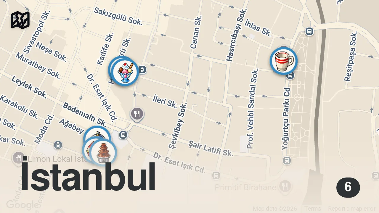 Map of 6 spots from 6 MEKANDA 900 LİRA HARCADIK | MODA REHBERİ