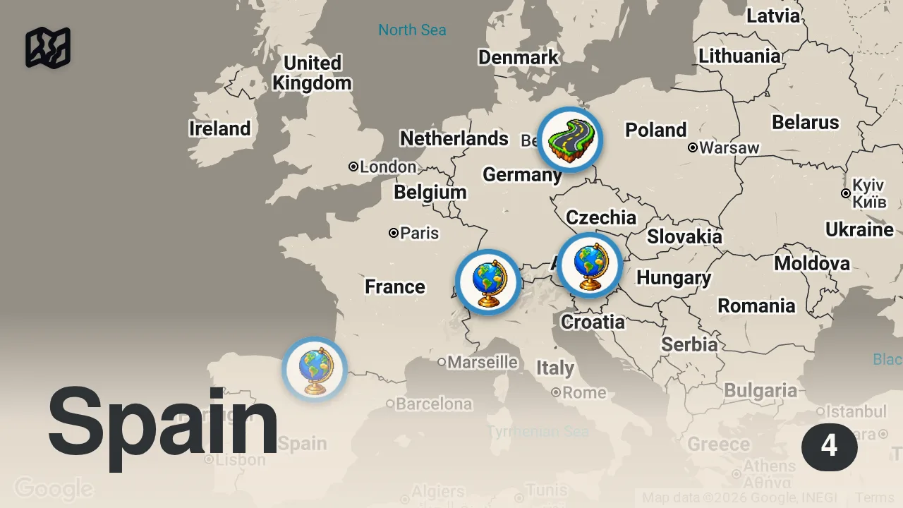 Map of 4 spots from HOW TO USE A EURAIL PASS RIGHT! ( Q & A)